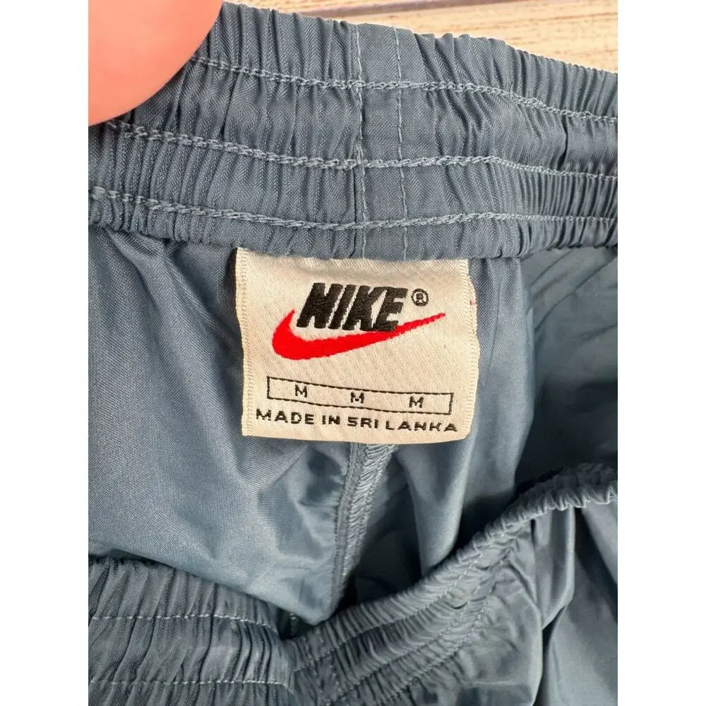 Vintage 90's Nike Rain‎ Pants Men's Size Medium Blue Nylon Elastic Waist